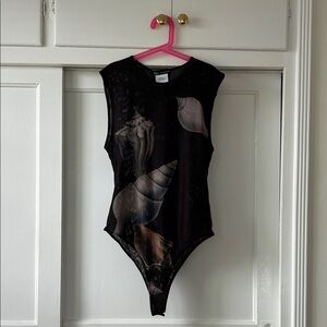 Zara Black Mesh Seashell Bodysuit